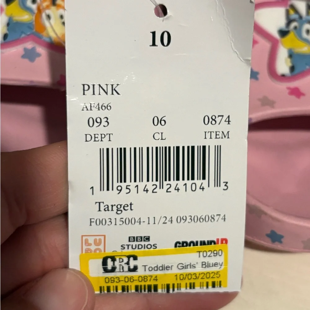 Bluey Toddler Comfort Slide Sandals Pink, Size 10C, New with Tags - Picture 6 of 6